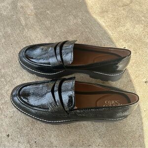 New Franco Sarto Patent Black Cassandra Loafers Women Size 10 Shoes